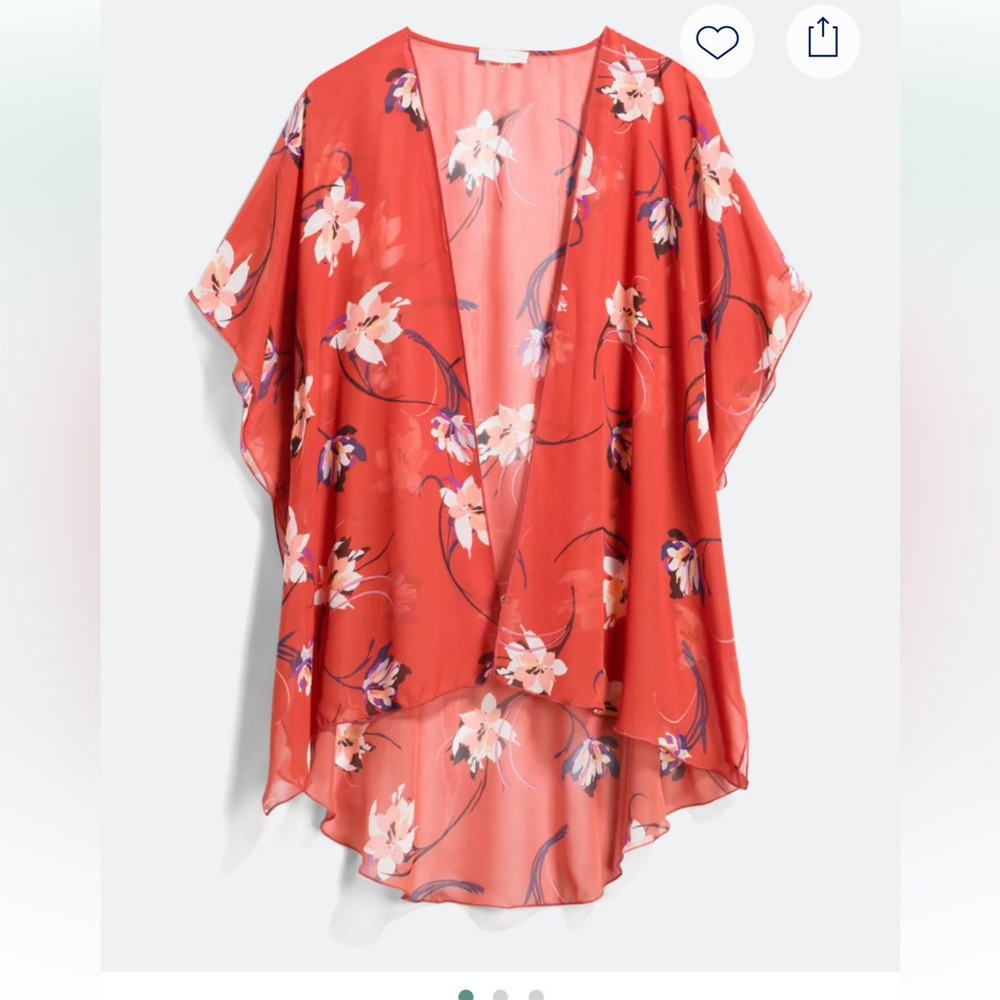 Emory Park Floral Kimono Sleeve Blouse - Coral